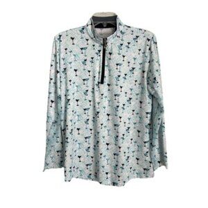 San Soleil Turquoise Martini Vented Long Sleeve Golf Shirt UV 50